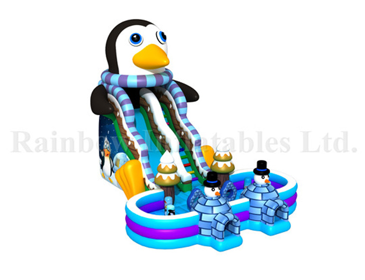 Large New Design Commercial Inflatable Penguin Water Slide with Pool for Sale