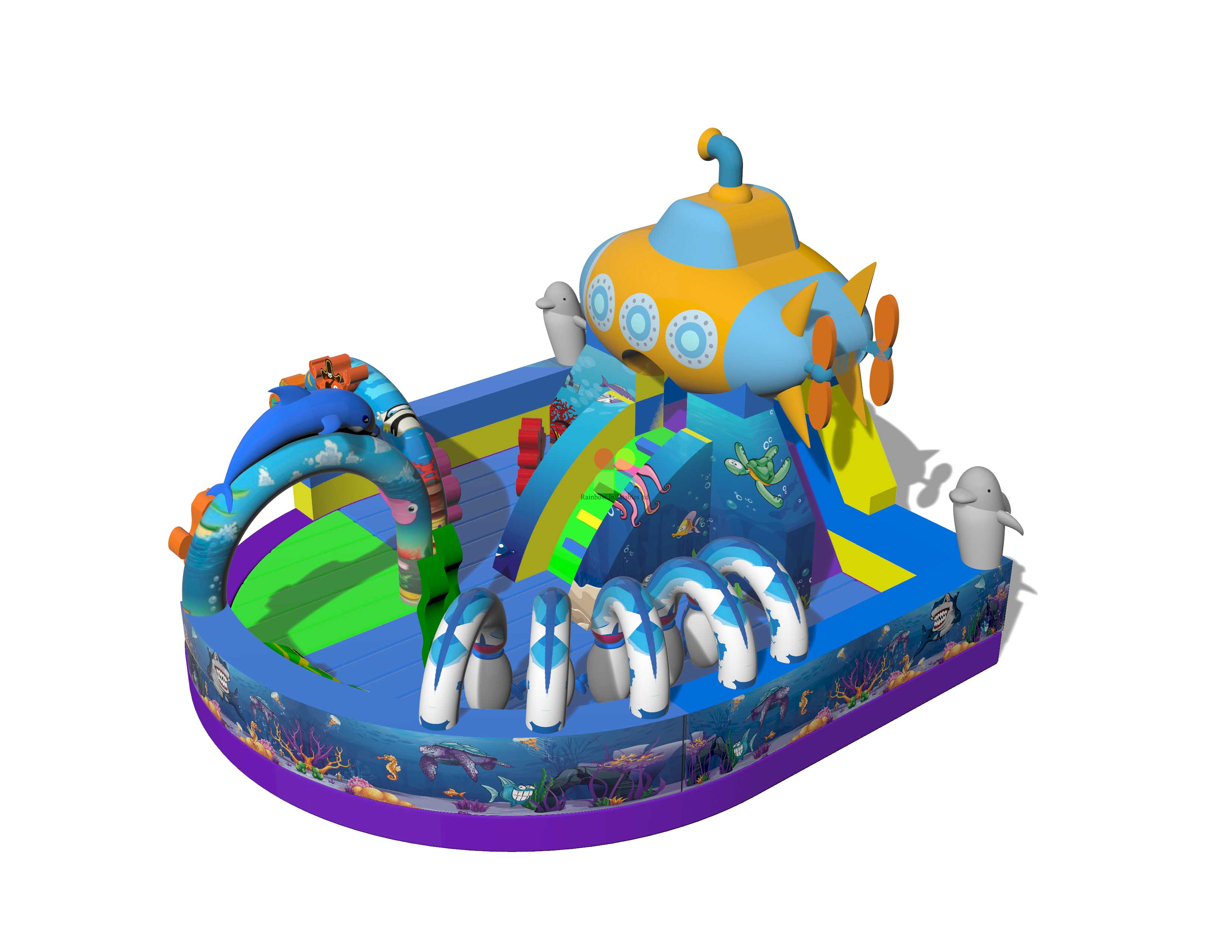 Inflatable Underwater World Funcity With Airship
