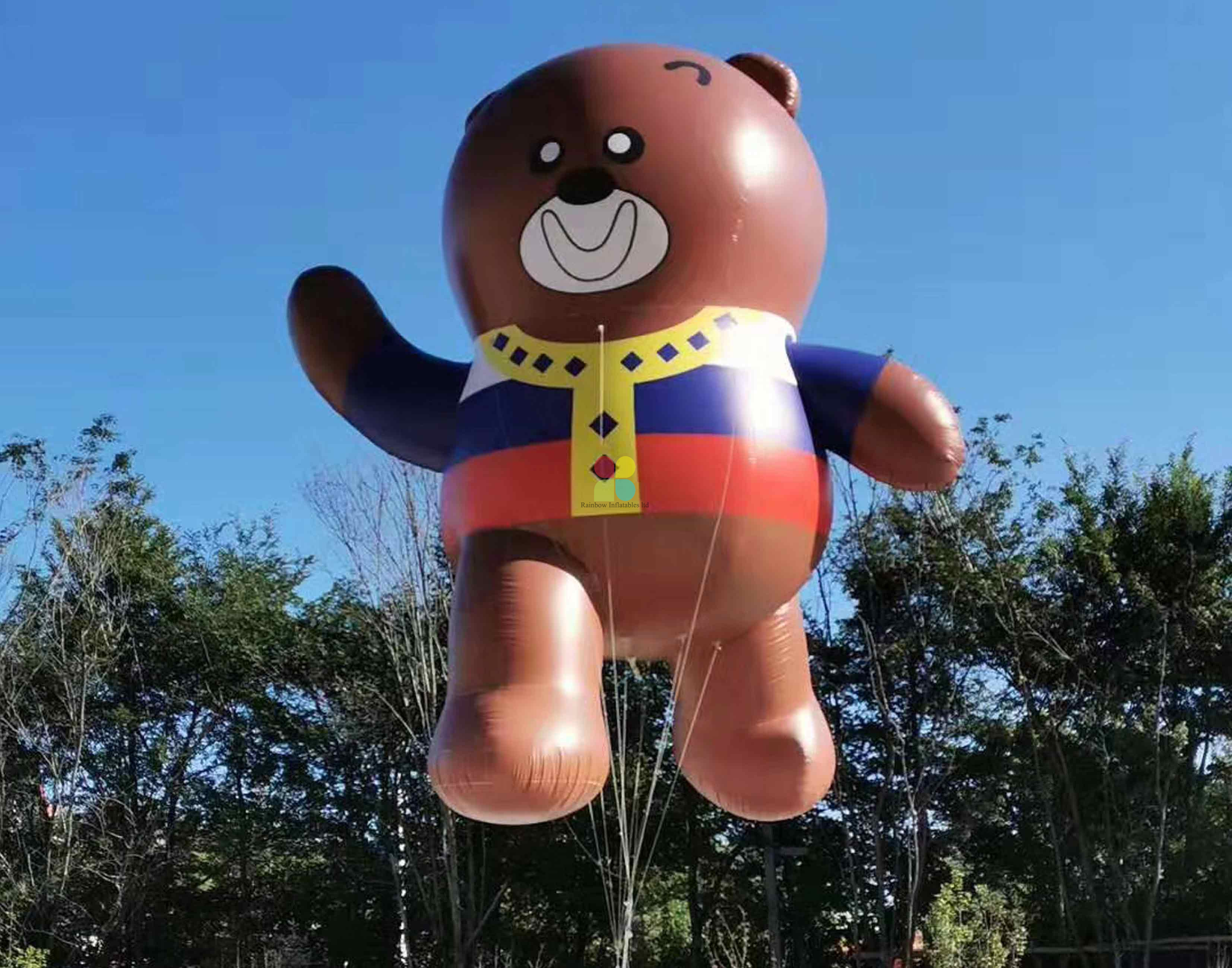 Advertising Helium Balloon Cute Brown Giant Inflatable Flying Bear for Sale