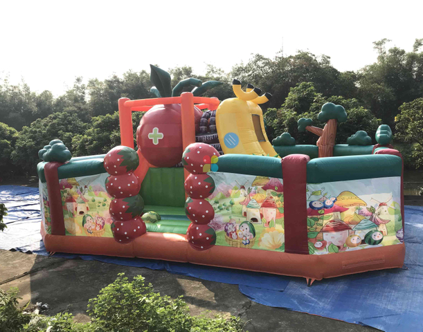 Rainbow New design 3D fruit inflatable fun park for kids