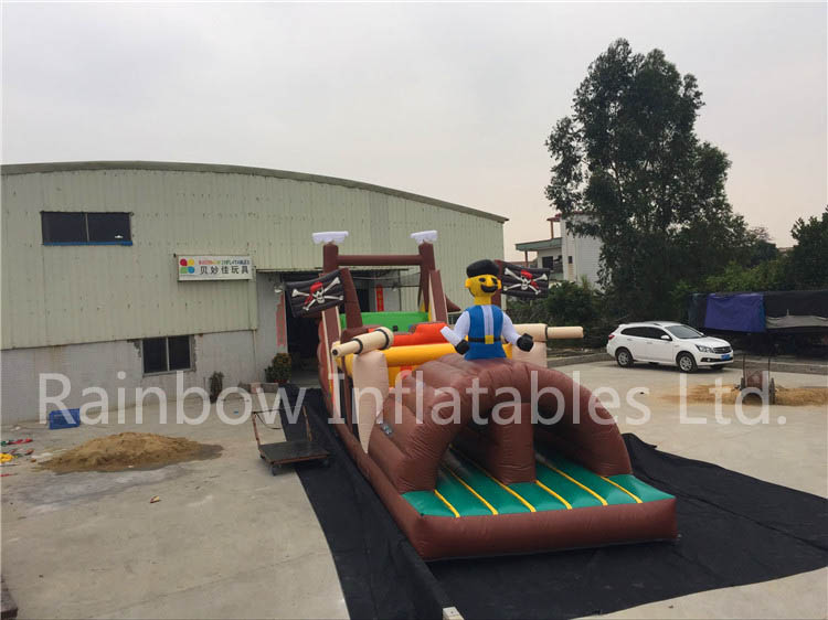 RB5071（15.8x3.4x5.7m） Inflatable rainbow Pirate theme Obstacle Course for sale 
