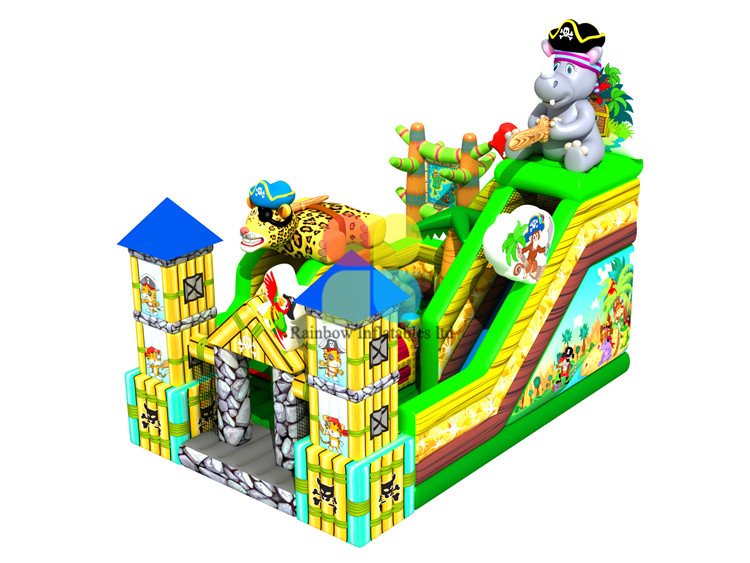 RB01017（8x5.5m） Inflatable Jungle Theme Obstacle Hippo Funcity 