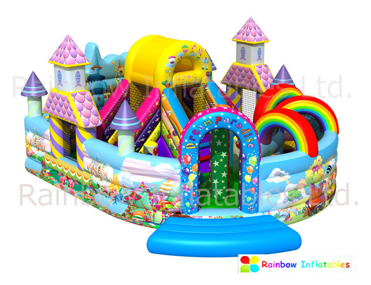 RB03011（8x6m）Inflatable Bouncy House Funcity with Bouncer and Slide New Design 