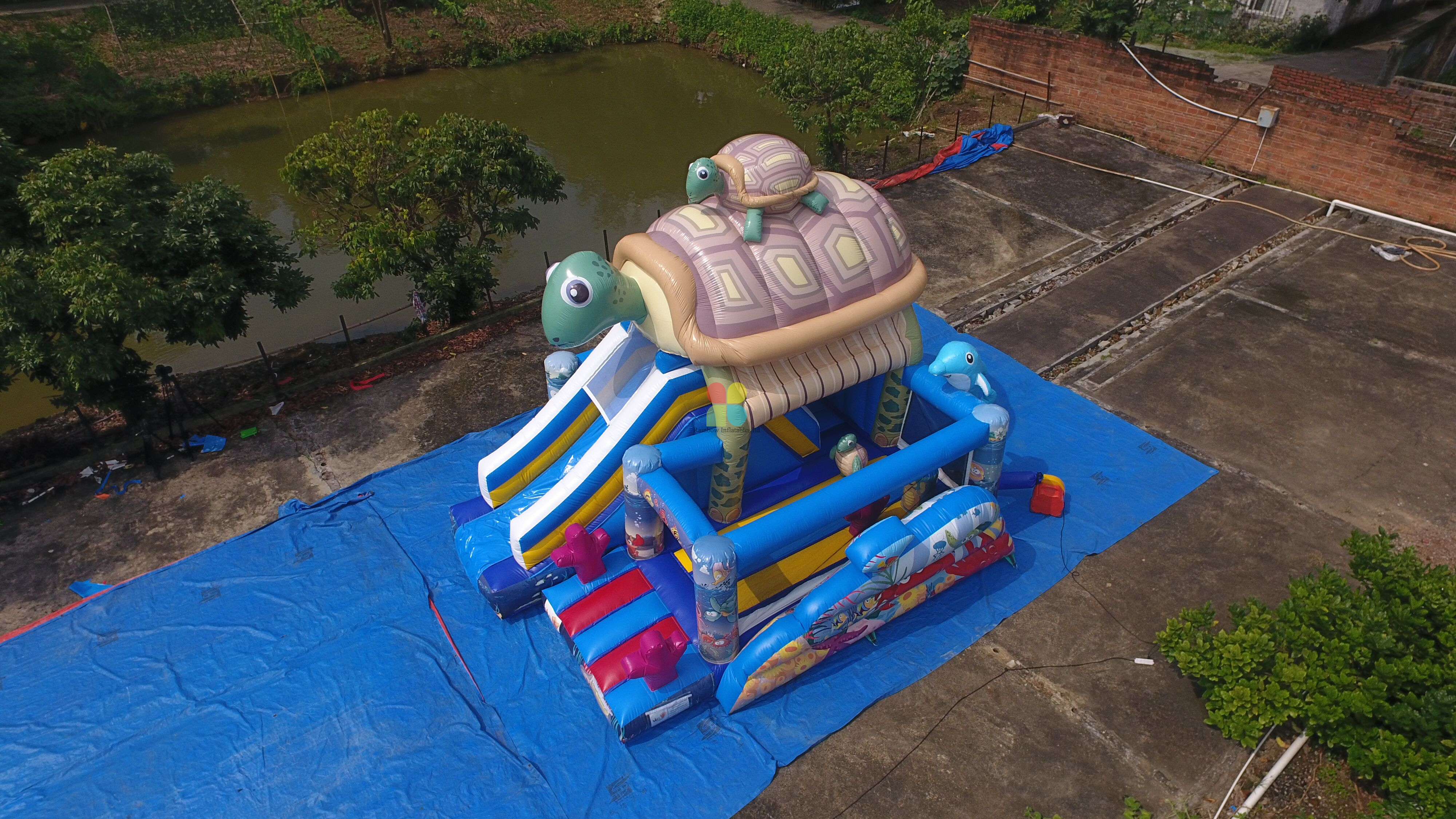 3D Commercial Turtle Theme Inflatable Combo Bounce for Sale