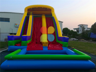Outdoor Commercial Inflatable High Water Slide with Swimming Pool for Kids