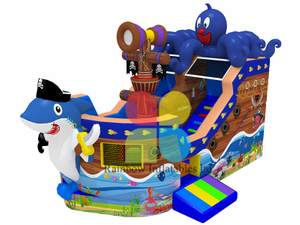 Lastest Design Inflatabe Ocean World Pirate bouncy slide boat Ship 