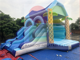 Guangzhou Rainbow Inflatable Mermaid Princess Combo Factory Best Selling Inflatable Moana Combo Beach Theme Inflatable Bouncer with Slide