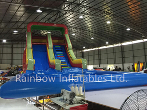 Giant Outdoor Inflatable High Water Slide with Pool for Sale