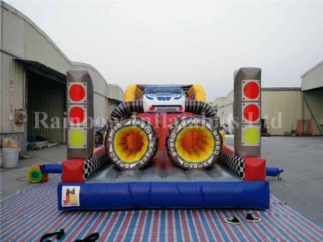 Inflatable Rainbow Race Car Obstacle Course Equipment for Sale 