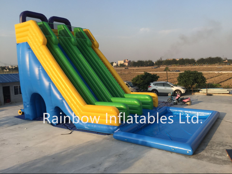 Large Outdoor Commercial Inflatable Water Slide with Pool for Amusement Park
