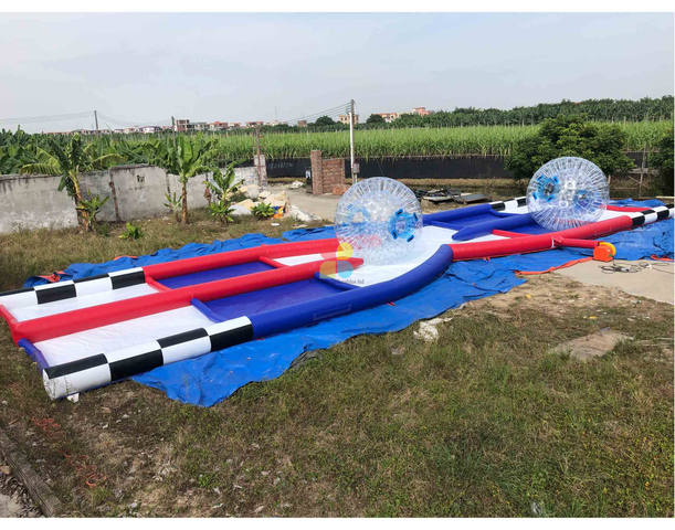 Sports Game Inflatable 2 Lanes Zorb Ball X Track Durable Race Truck Rental