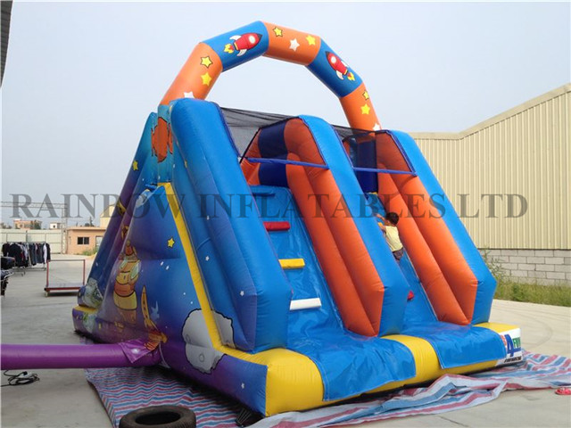 RB8018（6x4m） Inflatable Outspace theme double line slide