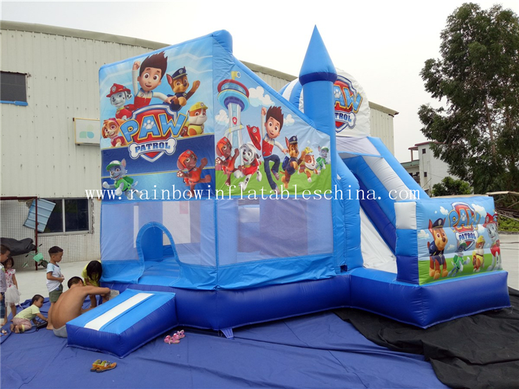 RB3058（5x5m） Inflatable Amusing Paw Patrol Combo Castle With Slide For Kids 