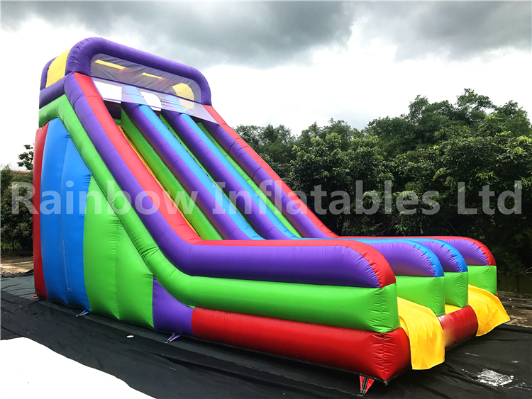 Commercial Amusement Park Use Inflatable Rainbow Color Dry Slide for Kids
