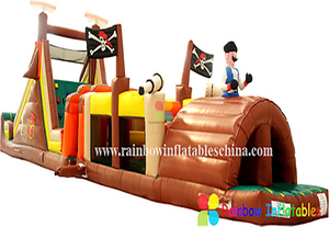  Inflatable New design pirate obstacle bouncer castle inflatable with slide 