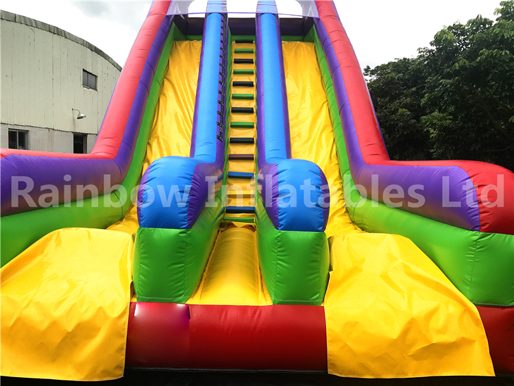 Commercial Amusement Park Use Inflatable Rainbow Color Dry Slide for Kids