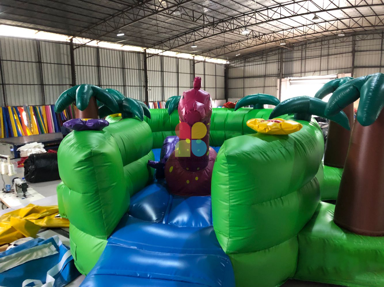 Wholesale Green Dinosaur Jump N Slide Inflatable Bouncer