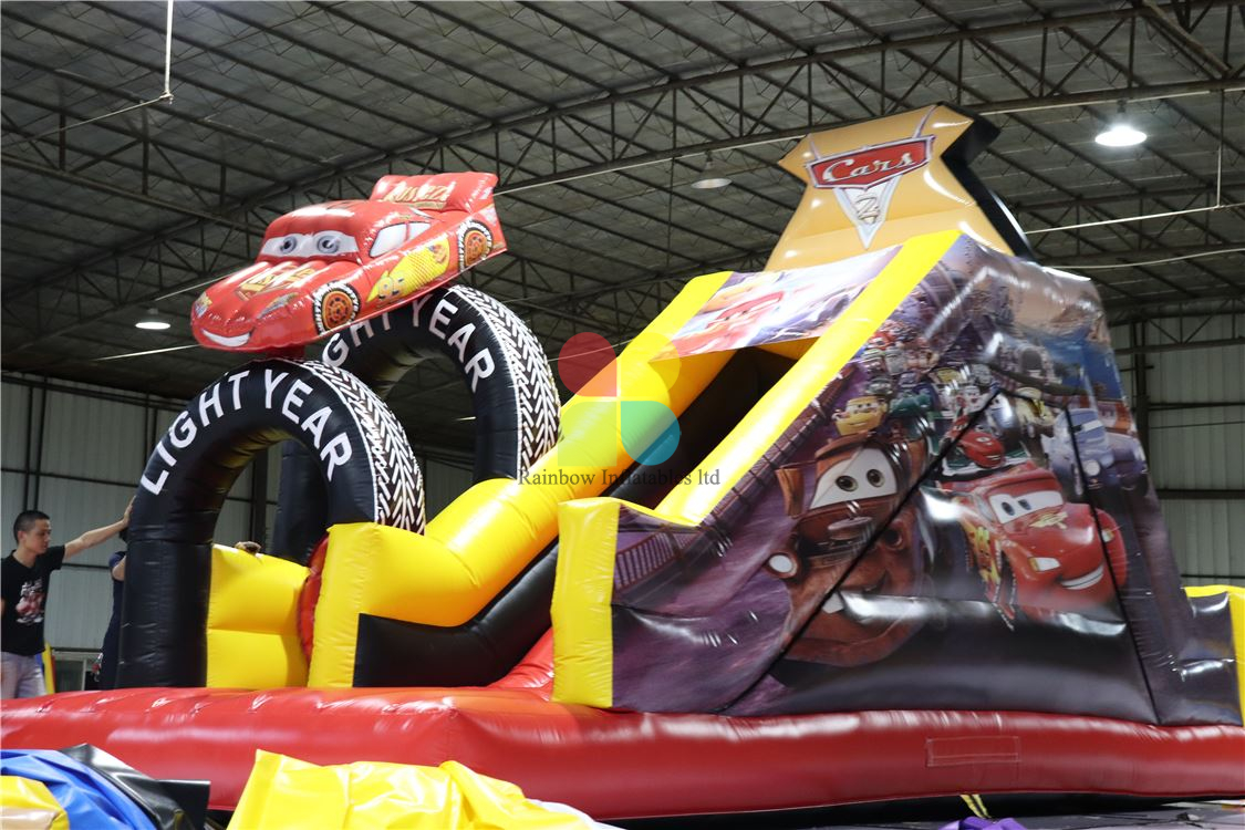 Commercial Inflatable Race Cars Bounce Castle Slide Obstacle Course