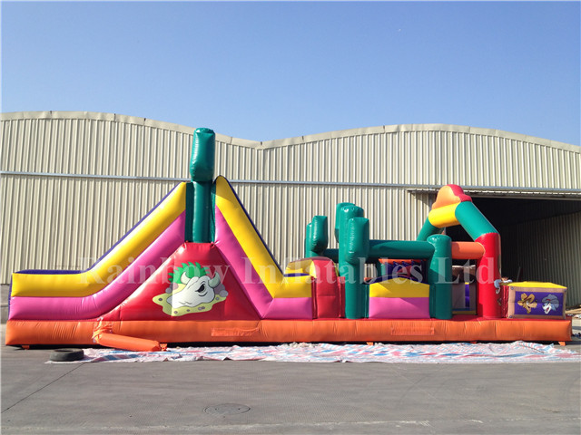 RB5037（13x4m） Inflatable Rainbow attractive obstacle course for sale