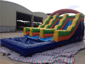 Small Outdoor Garden Inflatable Double Lanes Water Slide with Pool for Kids