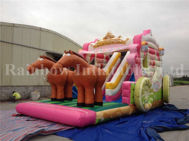 Hot Sale Commercial Inflatable Carriage Shape Dry Slide for Kids