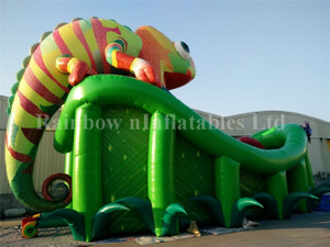 Popular Commercial Inflatable Chameleon Theme Dry Slide for Children