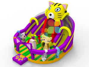 Commercial Inflatable Cat Adventure Playground by Guangzhou Rainbow Inflatables Outdoor Pvc Durable Slide Obstacle for Kids