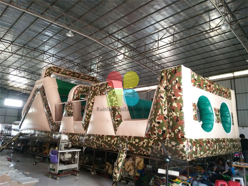 Inflatable Paintball Course Army Green Giant Commercial Inflatable Obstacle Course for Kids ...