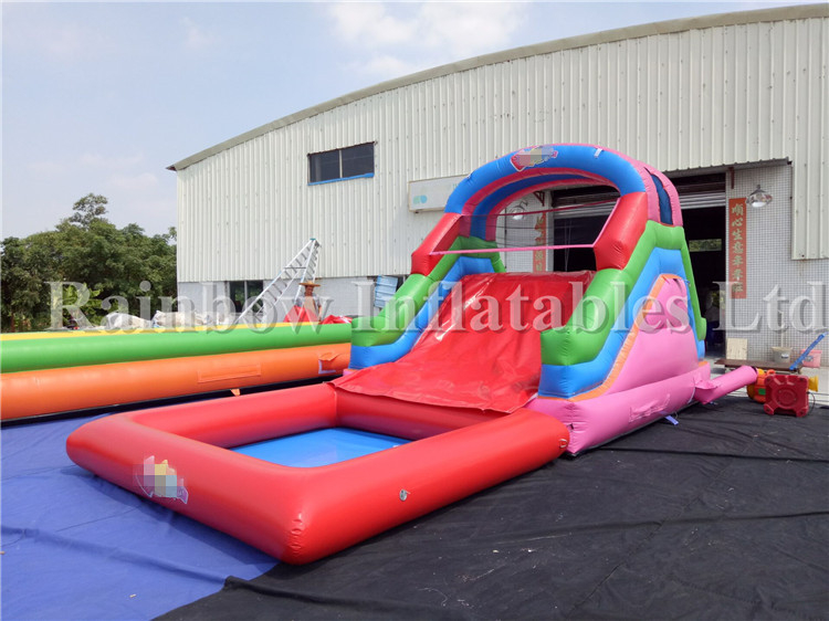 Outdoor Commercial Inflatable Water Slide with Pool for Kids