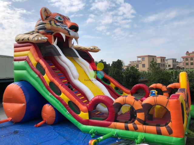 Tiger Slide Commercial Giant Inflatable Slide For Amusement Center Park