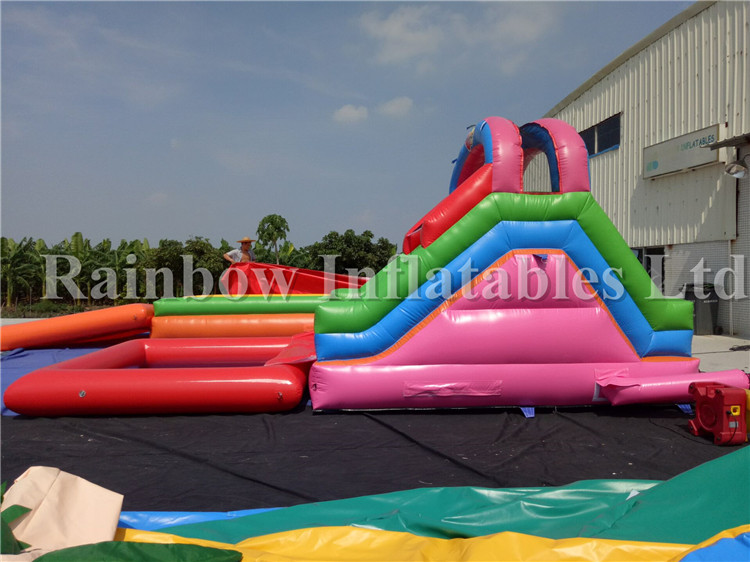 Outdoor Commercial Inflatable Water Slide with Pool for Kids