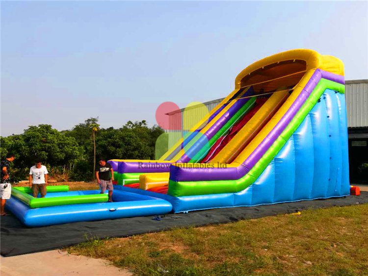 Outdoor Commercial Inflatable High Water Slide with Swimming Pool for Kids