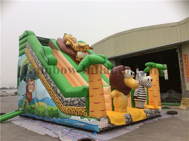 Hot Sale Kids Big Inflatable Tropical Jungle Theme Dry Slide
