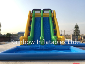 Large Outdoor Commercial Inflatable Water Slide with Pool for Amusement Park