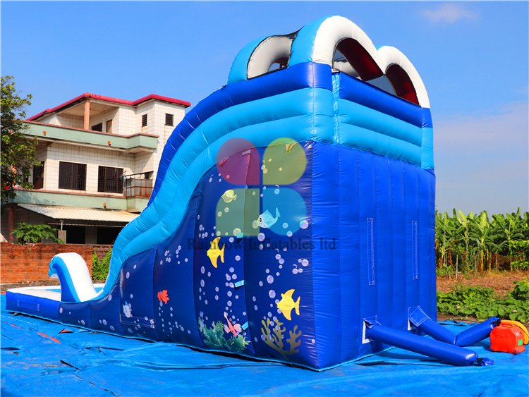 High Quality Commercial Inflatable Crazy Wave Theme Water Slide with Pool