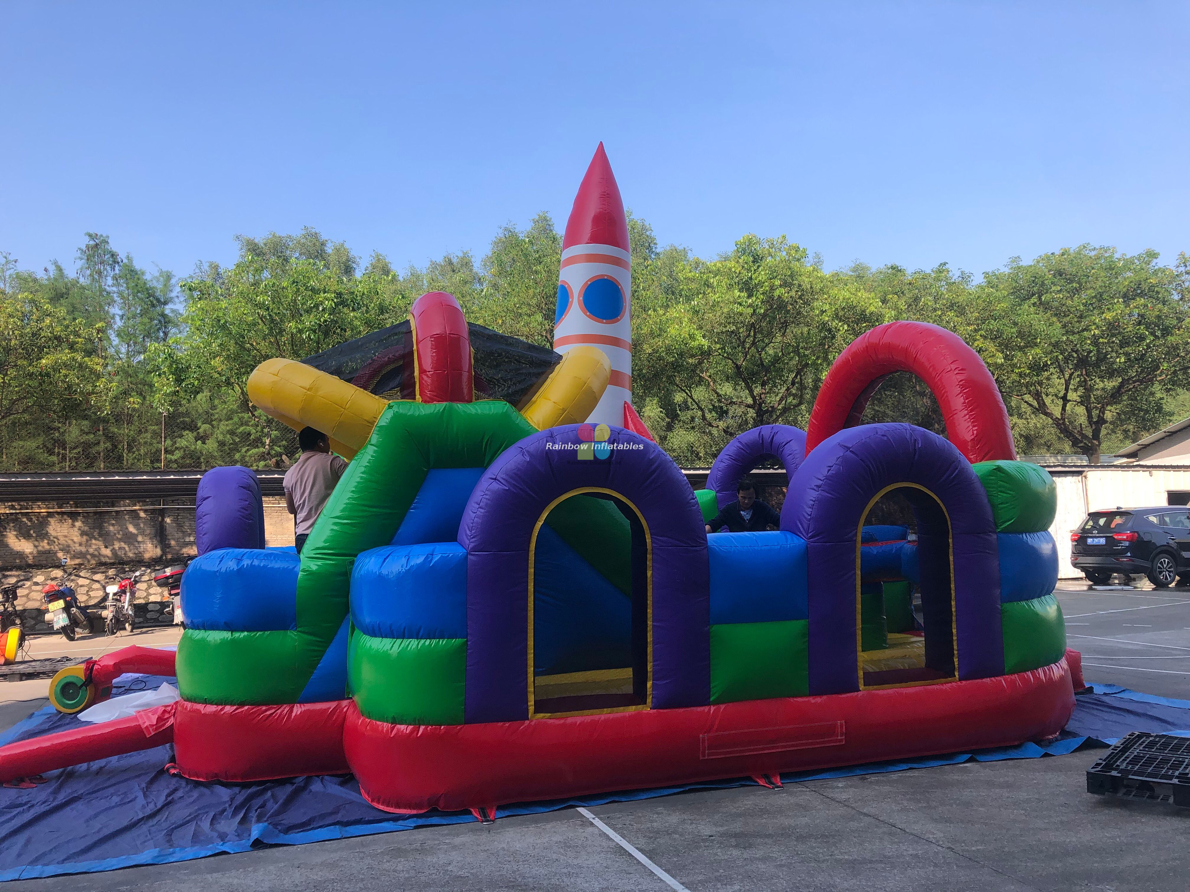 Rockets theme inflatable bouncer castle jumping bouncy inflatable slide