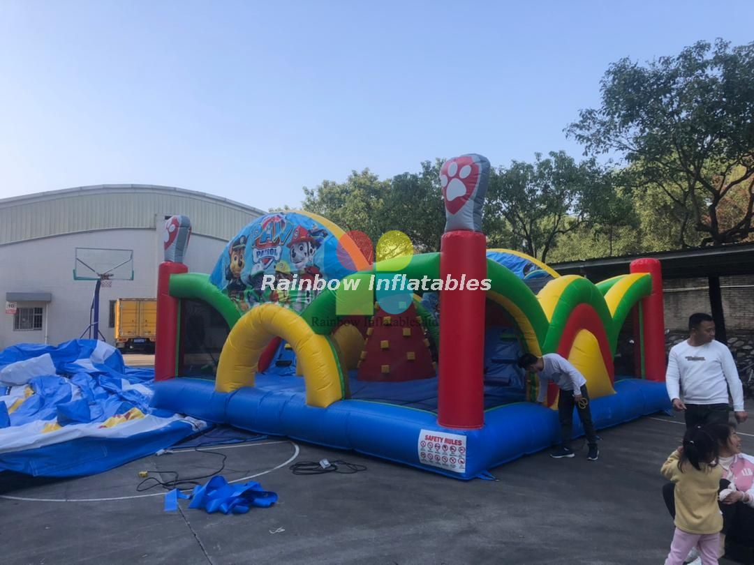 Inflatable Amusing Paw Patrol Combo Castle With Slide For Kids 
