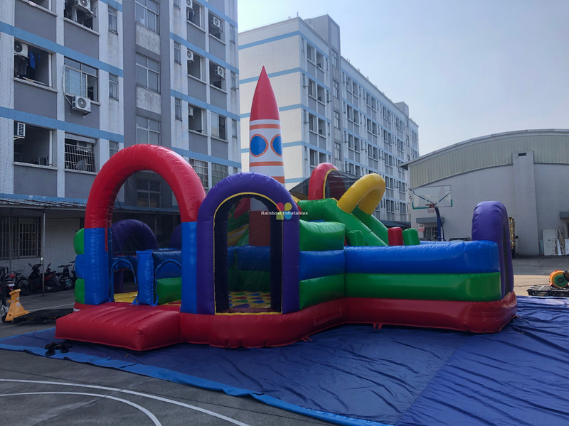 Rockets theme inflatable bouncer castle jumping bouncy inflatable slide