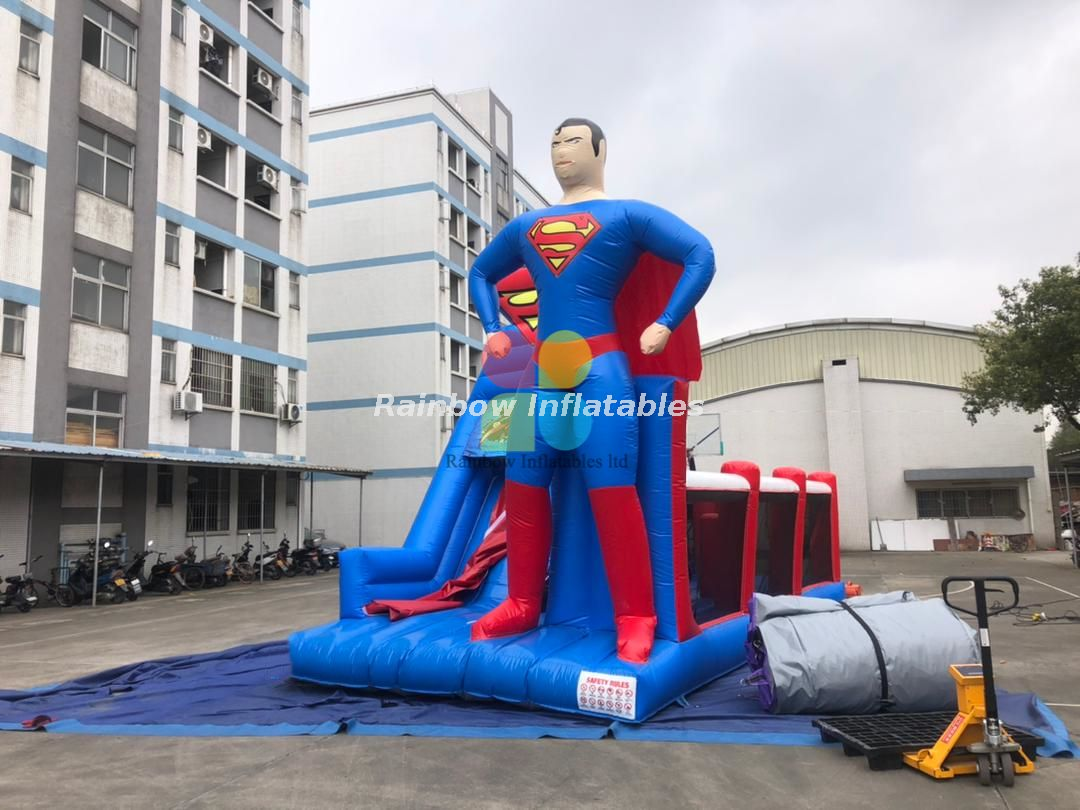Customized cheap commercial Superman theme inflatable bouncer castle jumping bouncy inflatable slide