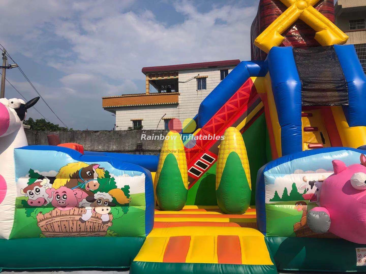 Rainbow inflate bounce castle farm inflatable bounce for sale New design