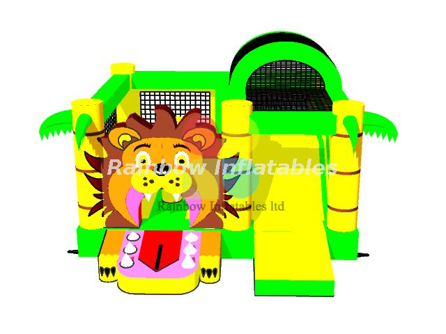 Rainbow Commercial Inflatable Lion Jump Castle