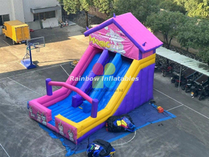 Popular Inflatable Unicorn Theme Slide with Velcro Banner, China Inflatable Suppliers of Unicorn Slide Castles
