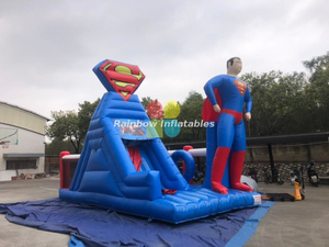 Customized cheap commercial Superman theme inflatable bouncer castle jumping bouncy inflatable slide