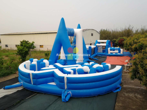 Rainbow Huge Outdoor Commercial Inflatable Obstacle Course Challenge Game Eqiupment
