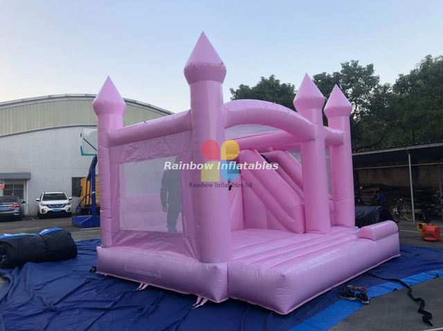 Rainbow Inflatable Baby Pink Wedding Jumping Castle 