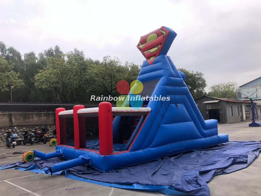 Customized cheap commercial Superman theme inflatable bouncer castle jumping bouncy inflatable slide