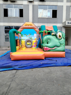 new design inflatable animal bouncer slide crocodile slide with obstacle