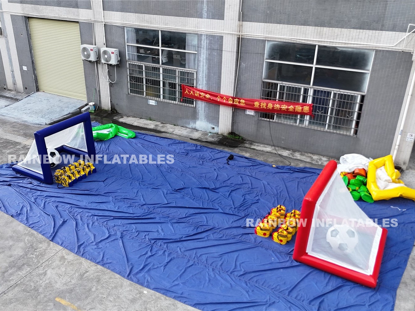 Team building football goal frame