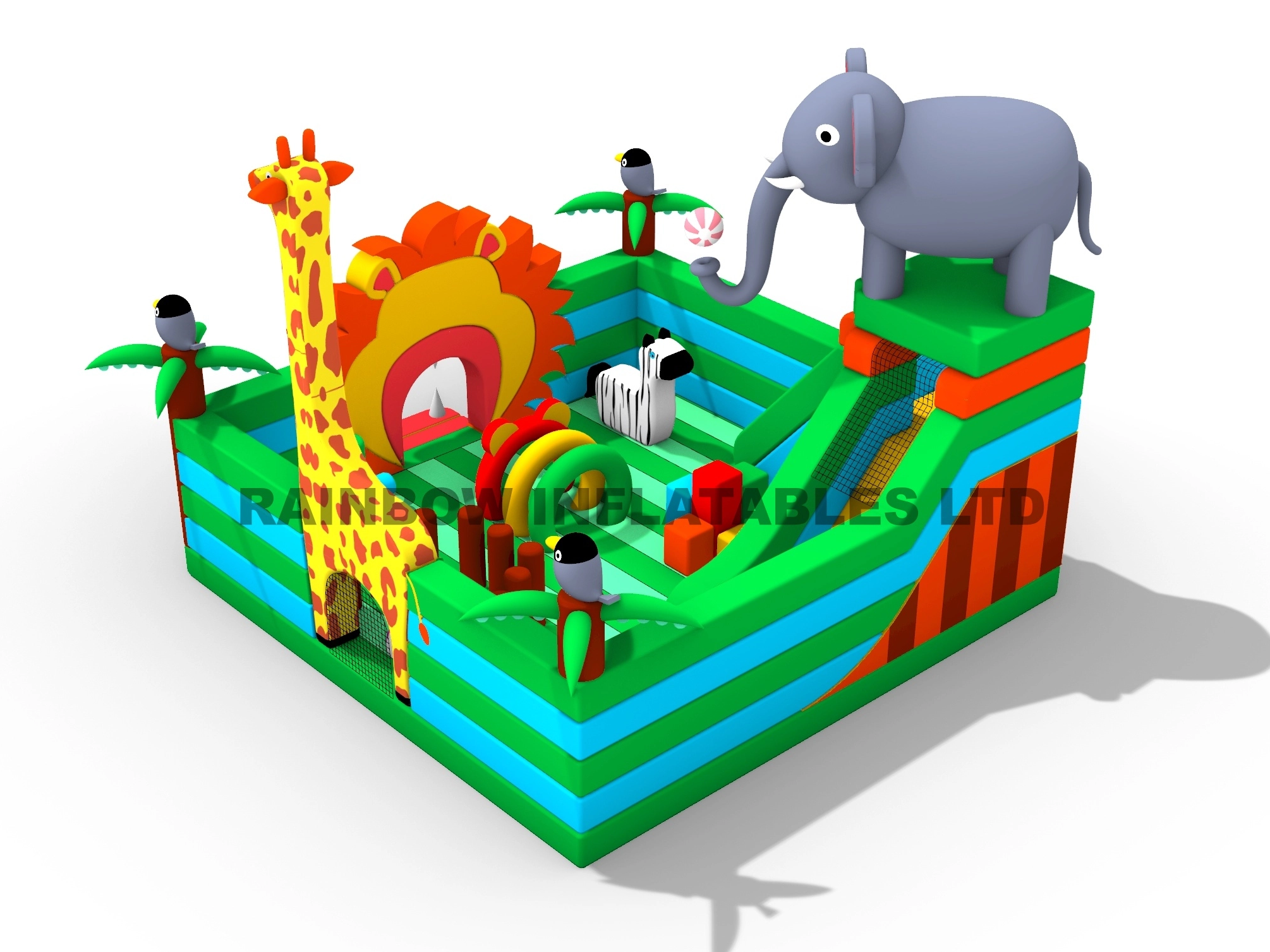 inflatable jungle animal slide