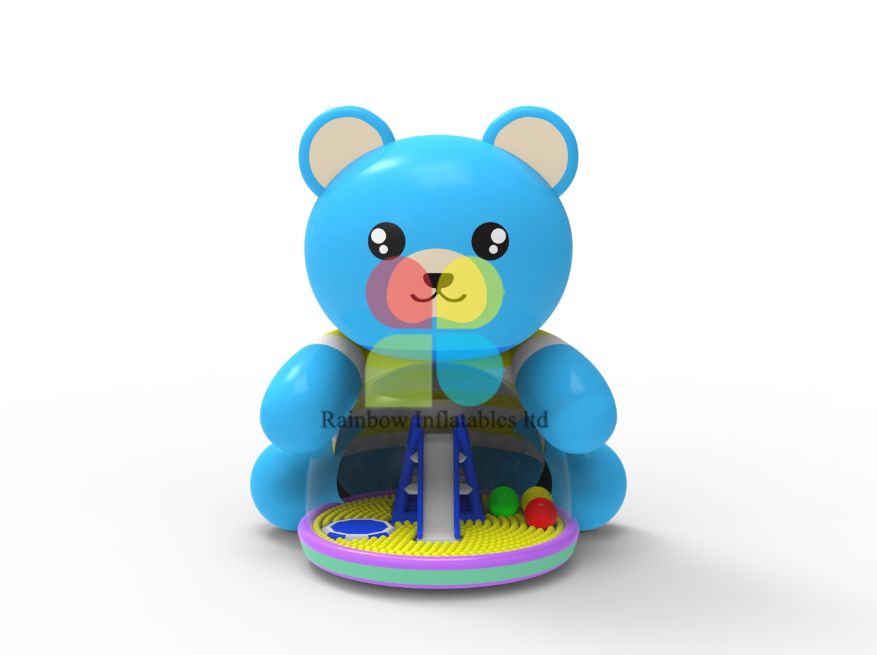 Latest Lake Blue Inflatable Bear Playground Ocean ball Amusement Park for kids